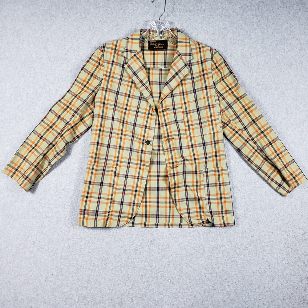 Sears Fashion Leader Kids Blazer Vintage Plaid Orange Navy Kidcore Project Piece